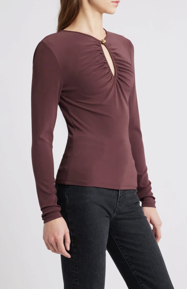 The Keyhole Top in Cabernet Tops - Blouses Frame 