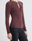 The Keyhole Top in Cabernet Tops - Blouses Frame 