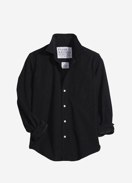 Barry Tailored Button-Up Shirt Black Corduroy Tops - Button Down Frank & Eileen 