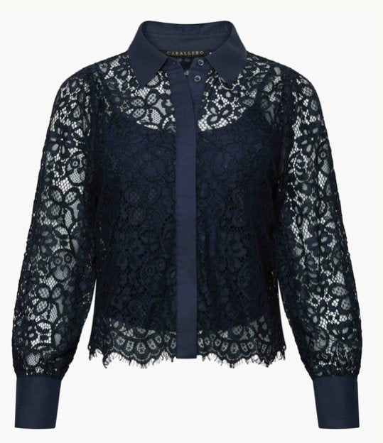 Emmie Top Dark Navy Lace Tops - Button Down Caballero 