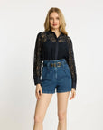 Emmie Top Dark Navy Lace Tops - Button Down Caballero 