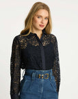 Emmie Top Dark Navy Lace Tops - Button Down Caballero 