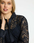 Emmie Top Dark Navy Lace Tops - Button Down Caballero 