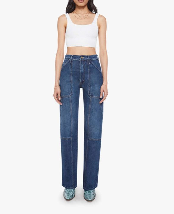 The Lasso Utility Sneak Shine On Denim - Flare & Wide Leg Mother 