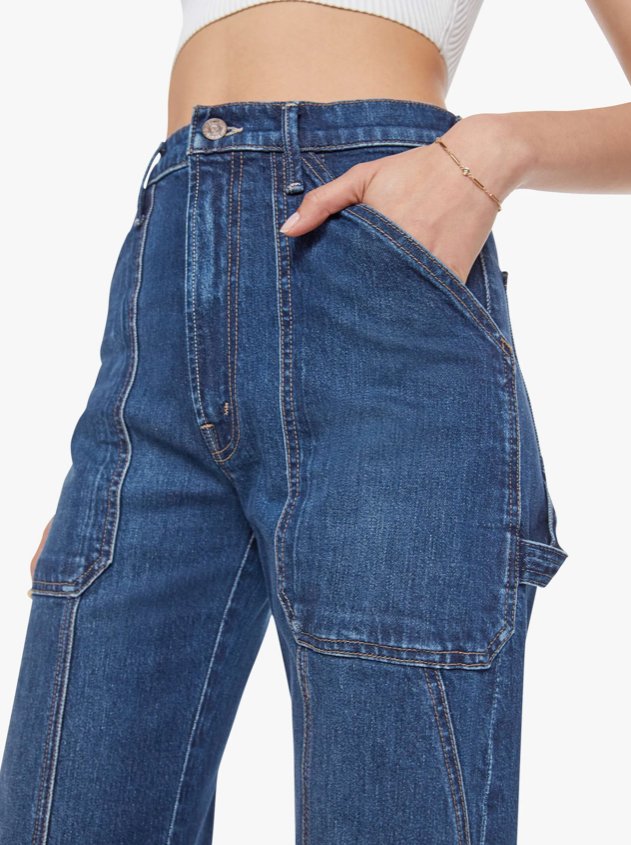 The Lasso Utility Sneak Shine On Denim - Flare & Wide Leg Mother 