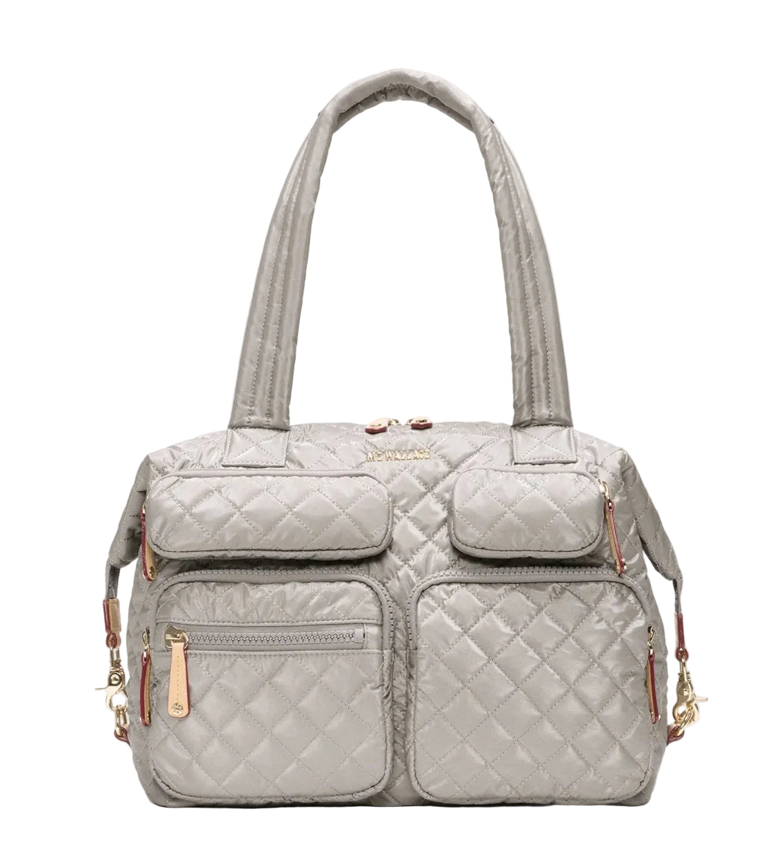 Large Sutton Deluxe Travel Sable Pearl Metallic Tote & Satchel MZ Wallace 