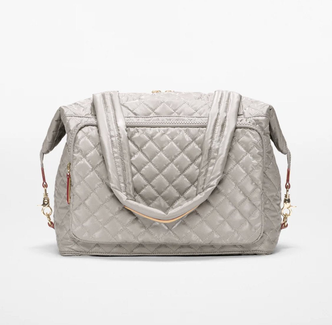 Large Sutton Deluxe Travel Sable Pearl Metallic Tote & Satchel MZ Wallace 