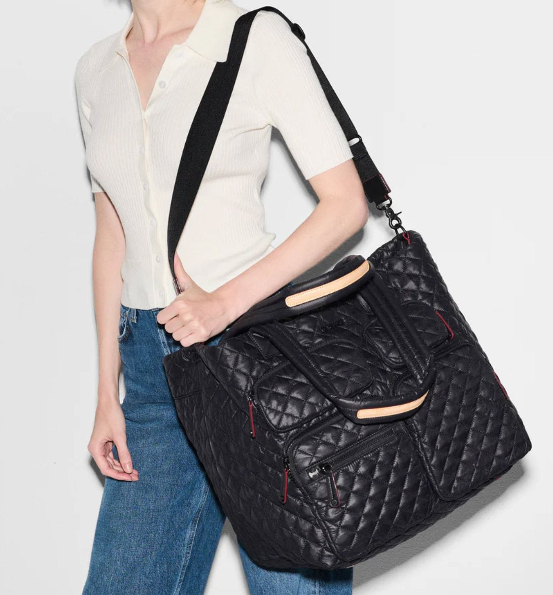 Large Metro Travel Tote Black Tote & Satchel MZ Wallace 