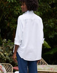 Eileen Ruffle Button Down Shirt White Denim Tops - Button Down Frank & Eileen 