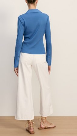 Brenner Top Blue Coast Tops - Button Down Veronica Beard 