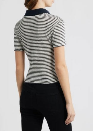 Pointelle Polo Navy Tops - Tees Frame 