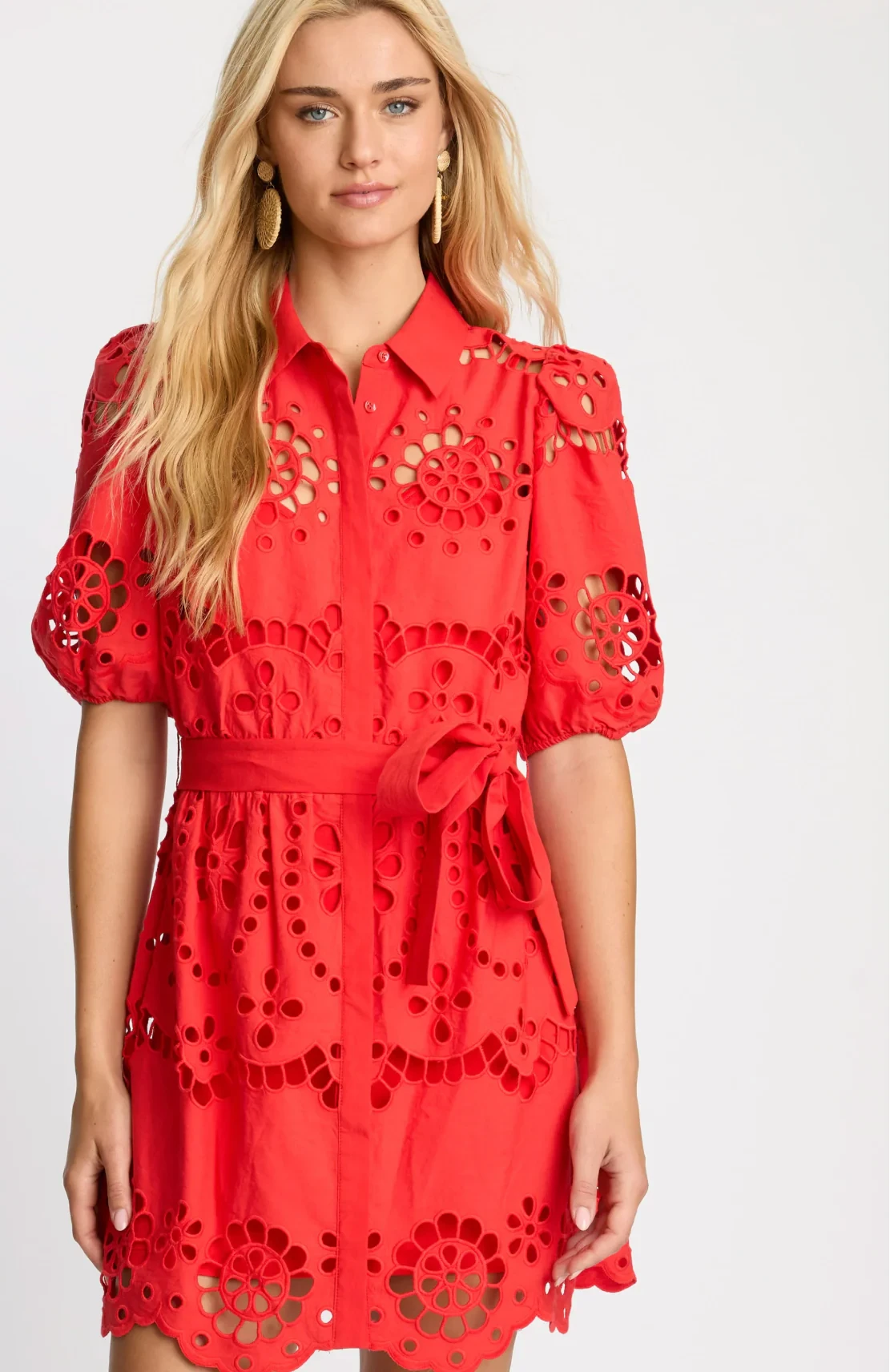 Eloise Dress Eyelet Lace Poppy Red Dresses - Short Caballero 