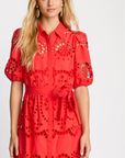Eloise Dress Eyelet Lace Poppy Red Dresses - Short Caballero 