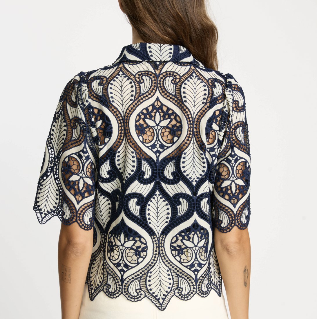 Tay Top Navy Cream Tops - Blouses Caballero 