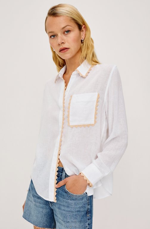 Saya Shirt White Tops - Button Down Rails 