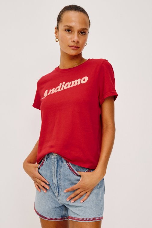 Giadzy X Rails The Classic Crew T-Shirt Andiamo Tomato Tops - Tees Rails 
