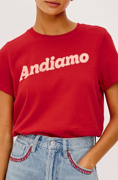 Giadzy X Rails The Classic Crew T-Shirt Andiamo Tomato Tops - Tees Rails 