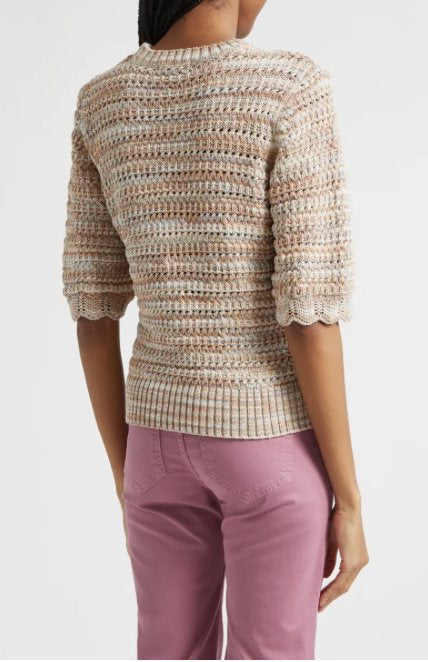 Merivale Pullover Sweater Beige Multi Sweater - Crewneck Veronica Beard 