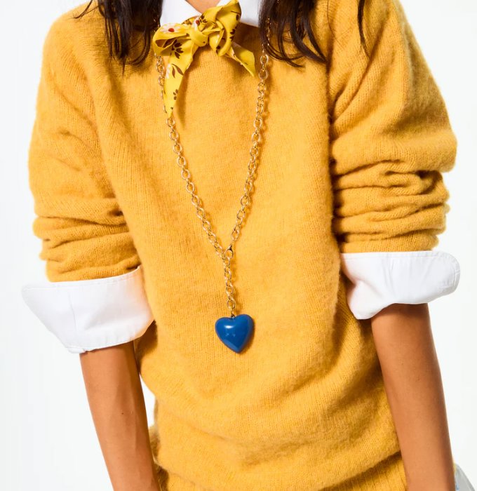 The Big Puffy Heart Charm Necklace Navy Necklaces Roxanne Assoulin 
