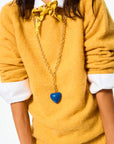 The Big Puffy Heart Charm Necklace Navy Necklaces Roxanne Assoulin 