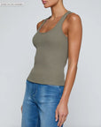 Adira Scoop Neck Tank Smokey Olive Tops - Tanks L'Agence 