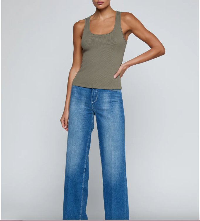 Adira Scoop Neck Tank Smokey Olive Tops - Tanks L'Agence 