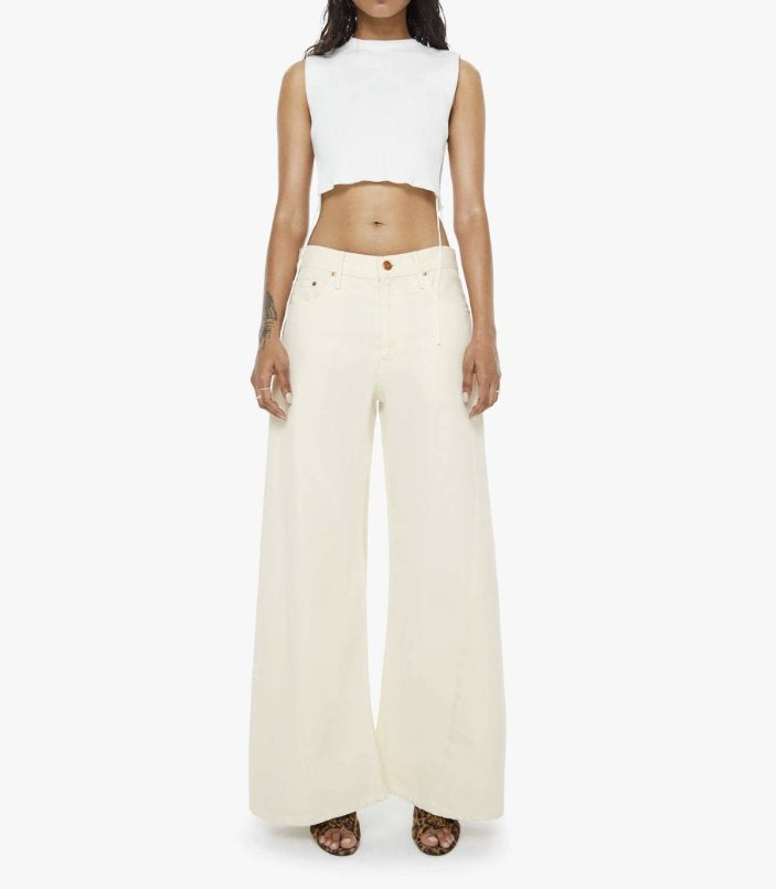 The Lemon Twist Sneak Natural Denim - Flare & Wide Leg Mother 
