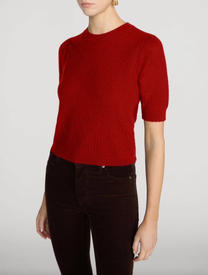 The Gathered Honeycomb Sweater Paprika Sweater - Crewneck Frame 