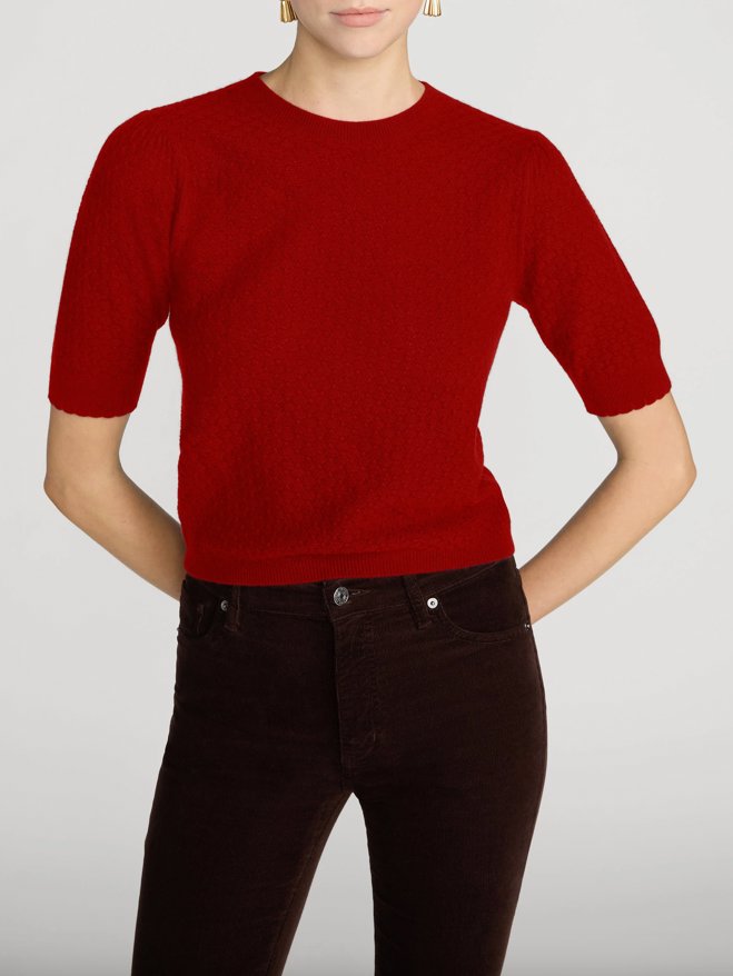 The Gathered Honeycomb Sweater Paprika Sweater - Crewneck Frame 