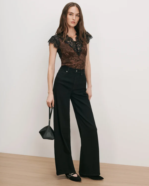 Pascaline Lace-Trimmed Top Espresso