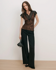 Pascaline Lace-Trimmed Top Espresso