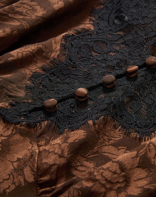 Pascaline Lace-Trimmed Top Espresso