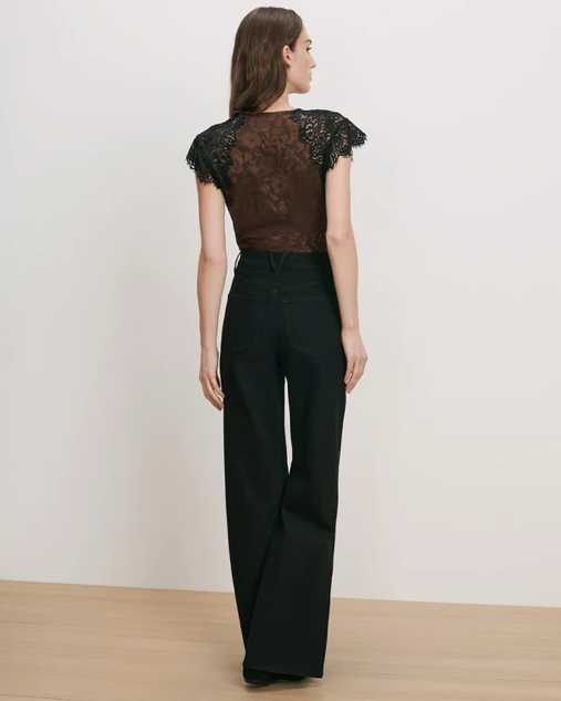 Pascaline Lace-Trimmed Top Espresso