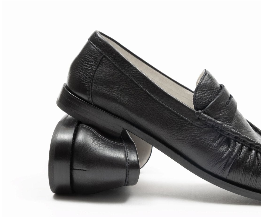 Dover Loafer Black Leather Flats - Loafer Oncept 