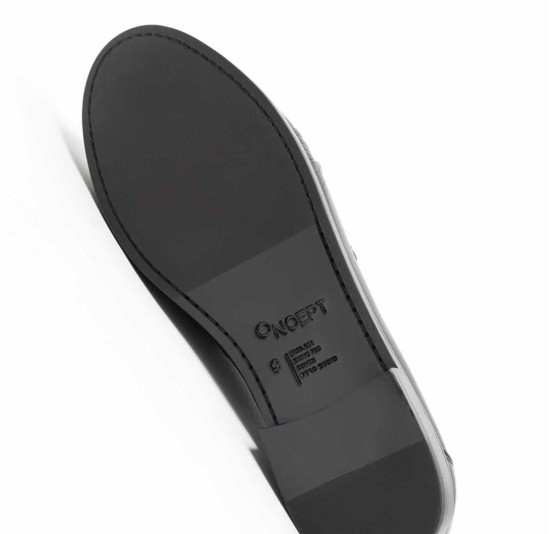 Dover Loafer Black Leather Flats - Loafer Oncept 
