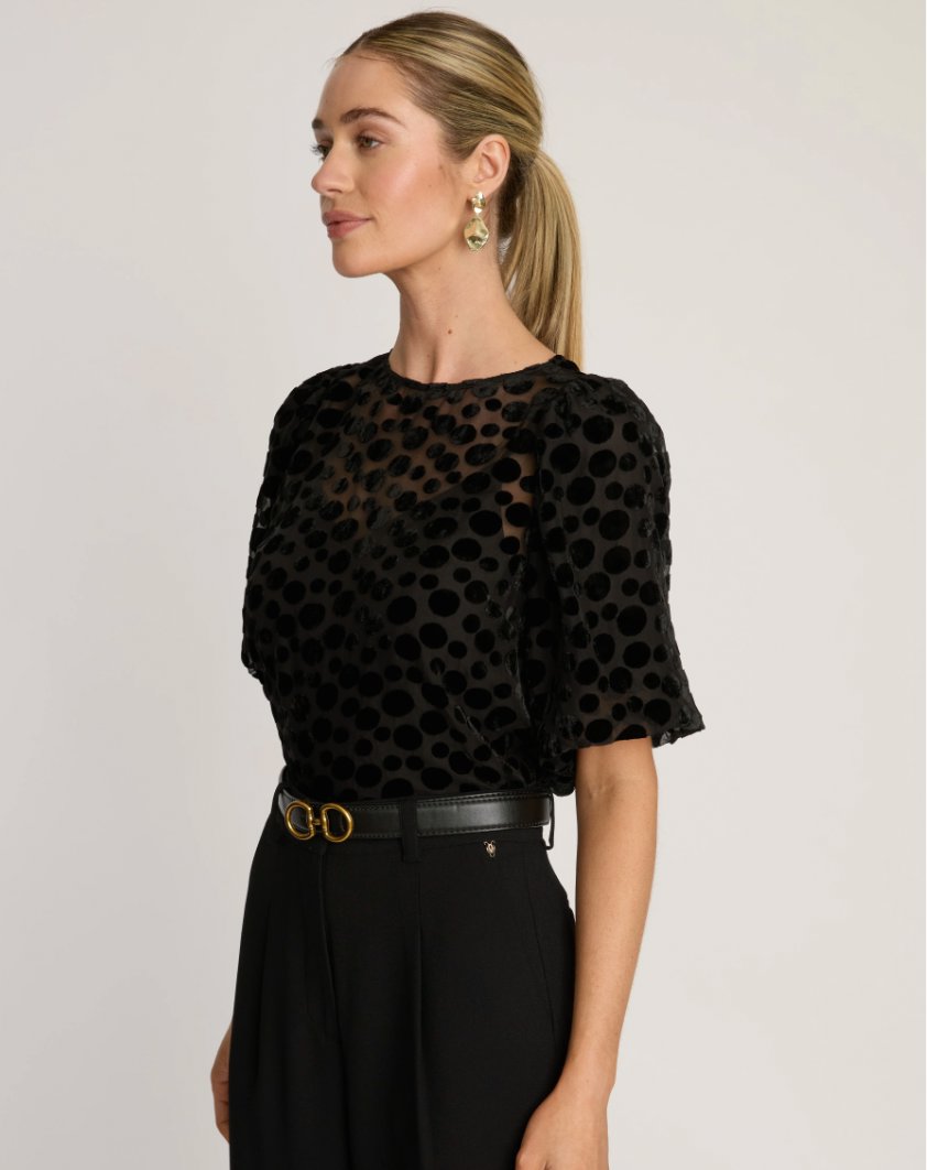 Serah Top Black Dotted Tops - Blouses Caballero 