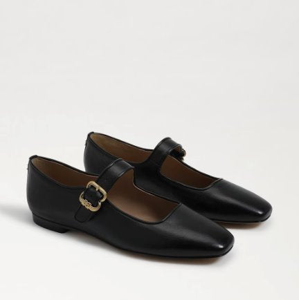 Michaela Mary Jane Flat Black Leather Flats - Ballet Sam Edelman 