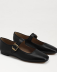 Michaela Mary Jane Flat Black Leather