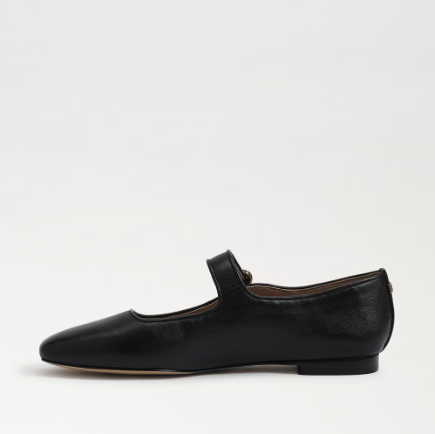 Michaela Mary Jane Flat Black Leather