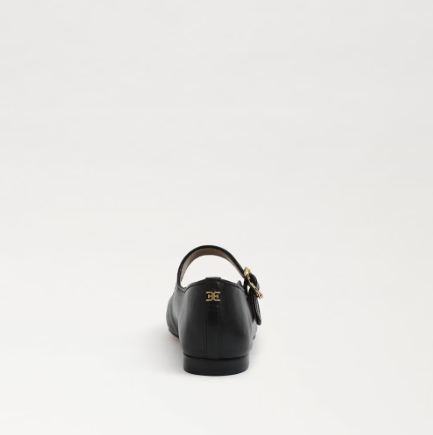 Michaela Mary Jane Flat Black Leather