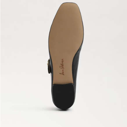 Michaela Mary Jane Flat Black Leather