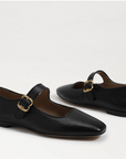 Michaela Mary Jane Flat Black Leather