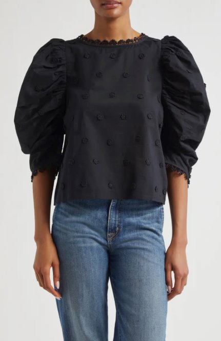 3D Flowers Blouse Black Tops - Blouses Farm Rio 