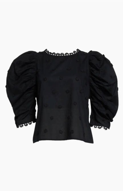 3D Flowers Blouse Black Tops - Blouses Farm Rio 