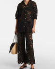 Seashell Eyelet Pants Black Pants - Trousers Farm Rio 