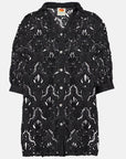 Seashell Eyelet Shirt Black Tops - Button Down Farm Rio 