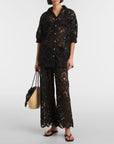 Seashell Eyelet Shirt Black Tops - Button Down Farm Rio 