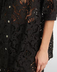 Seashell Eyelet Shirt Black Tops - Button Down Farm Rio 