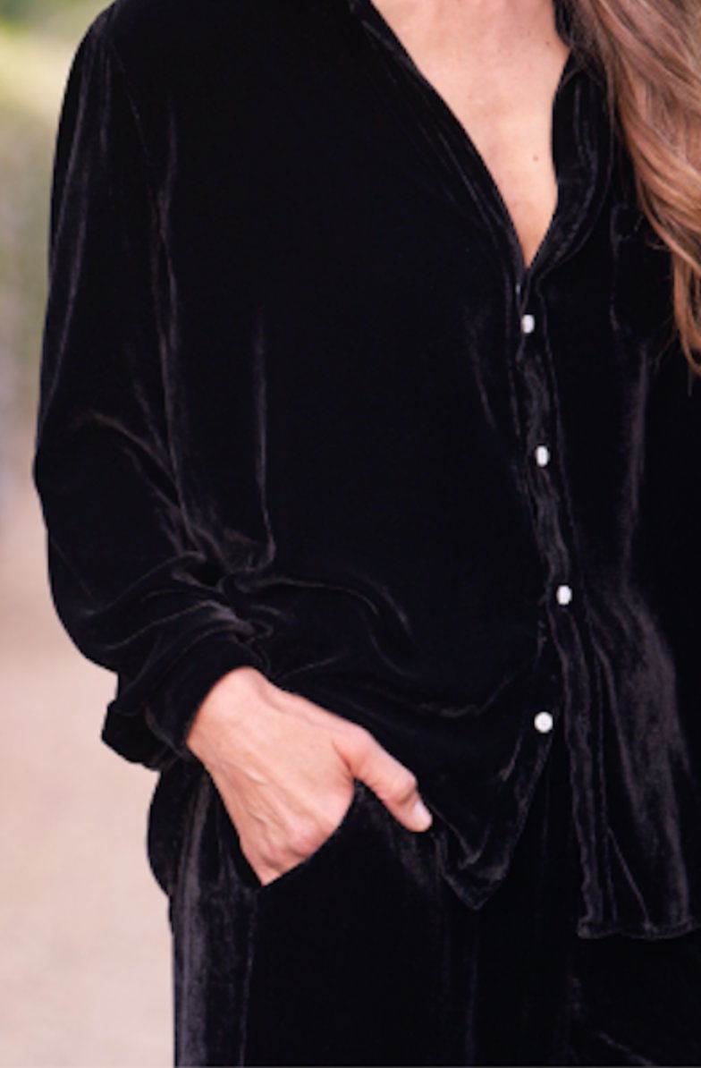 Tuscany Velvet Getaway Set Black Tops - Button Down Frank & Eileen 