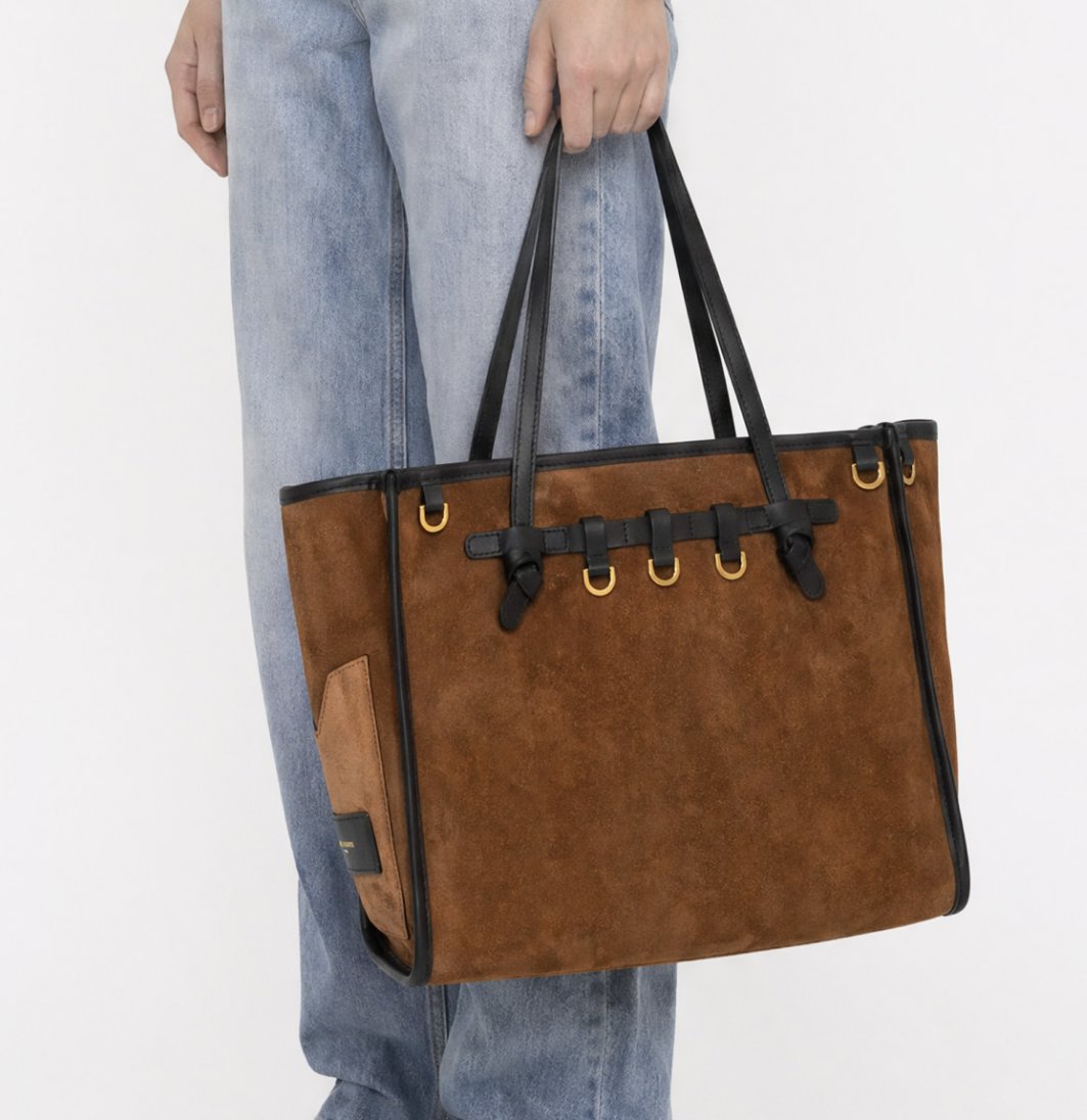 Large Marcella Cognac Suede Tote & Satchel Gianni Chiarini 